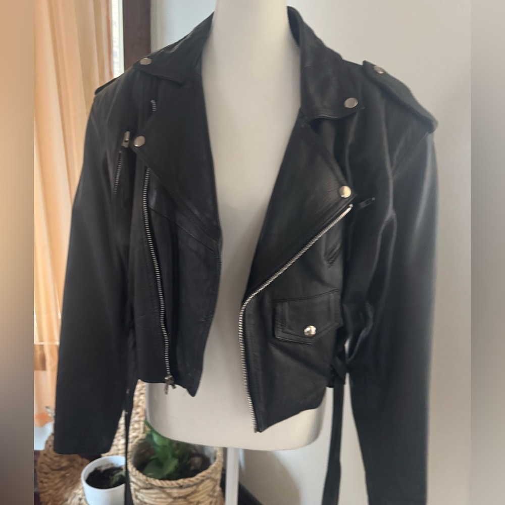 Wilson Black Leather Motorcycle Jacket. 90’s vintage